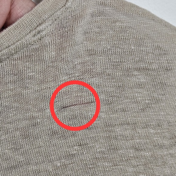 J Jill Love Linen Top Size L Round Neck Short Sleeve Slub Knit Beige Tan - Picture 5 of 10